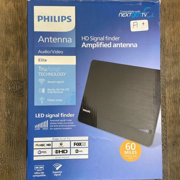 PHILIPS HD Elite Signal Finder Amplified Antenna 60 Mile Range (10ft Coax) - Picture 3 of 4